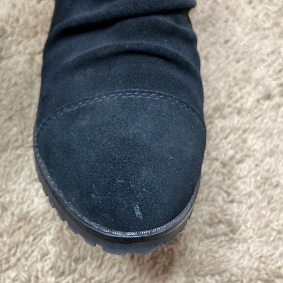 White Mountain Women Black Suede Leather Zip Up Ruching Style Bootie Size 8.5 - Picture 10 of 11
